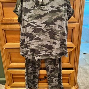 Lucky Brand Green Camo Pajama Lounge Set Sz XL